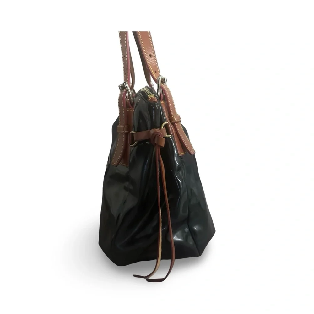 Dooney & Bourke Nina Black Patent Leather Large Satchel - Picture 4 of 13